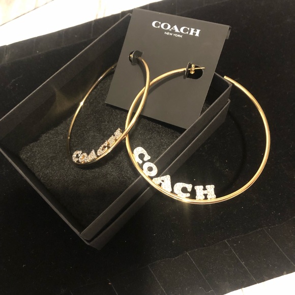 Pave’ Coach Large Hoop earrings Brand New with tags - Picture 6 of 7
